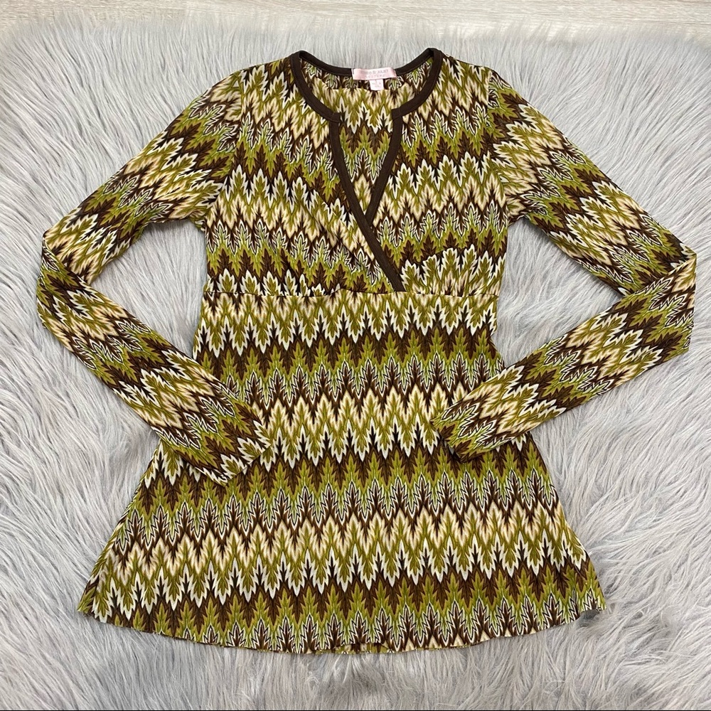 90’s Romeo & Juliet Y2K Chevron Earth Tones Mesh Top S